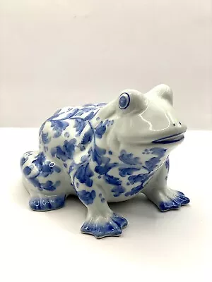 $19.95 • Buy Andrea By Sadek Coin Bank Frog Blue & White