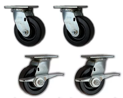 5  X 2  Heavy Duty Swivel Casters W/ Phenolic Wheels 4000# (4 PK; 2 With Brakes) • $66