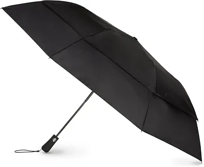 Totes Blue Line Golf Size Auto Vented Canopy Umbrella Black - 7112 • $29