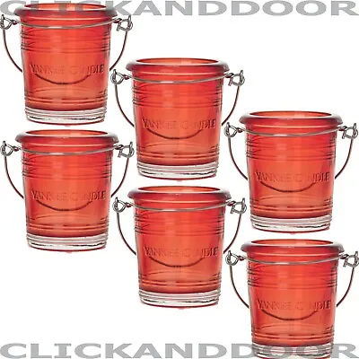 New Yankee Candle Glass Bucket Ruby Tea Light Votive Holder Select 3 X OR 6 X • £11.99