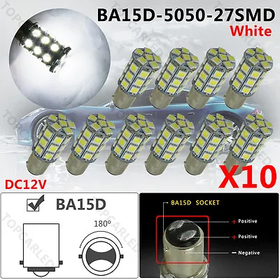 10PCS Super White BA15D 27SMD 5050 LED Light Bulbs Marine Boat 1142 1178 1130 • $13.49