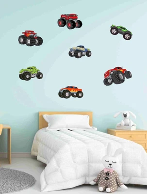 £4.99 • Buy X7 Monster Trucks Vinyl Decal Stickers Wall Decor Nursery Kids Room 00970