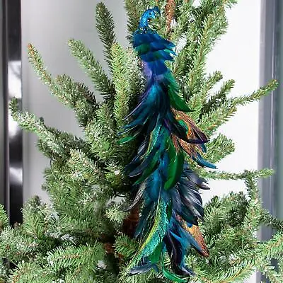 Turquoise Peacock Ornament Christmas Decorations Handmade Craft Clip On • £11.29