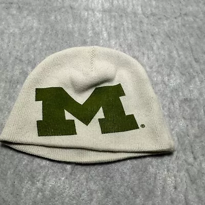 Michigan Wolverines Beanie Hat Adult OSFA White Cotton Acrylic WInter Cap • $17.99