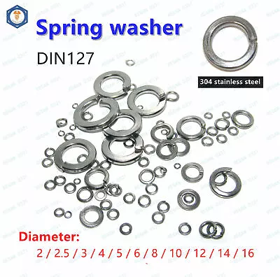 304 Stainless Steel Spring Lock WashersSpring Washer M2 M2.5 M3 M4 M5 M6 M8 M10 • $7.38