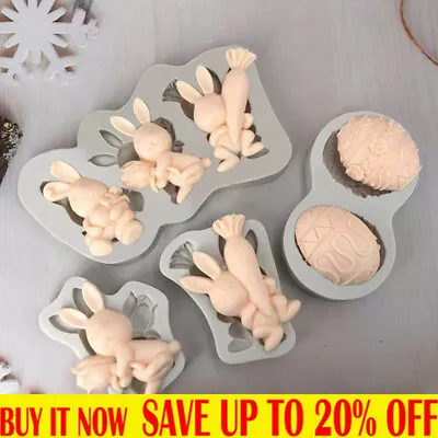 £3.18 • Buy 3D Rabbit Easter Egg Set Mold Bunny Chocolate Fondant Baking Silicone Decorating
