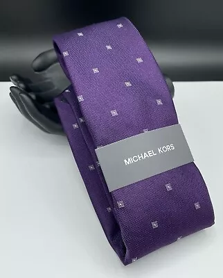 MICHAEL KORS Men's 100% Silk Tie ~ Purple ~ Geometric ~ NEW MSRP: $69.50 • $21.99