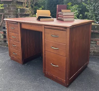 Large Mid Century Mahogany Kneehole Writing Desk • £195