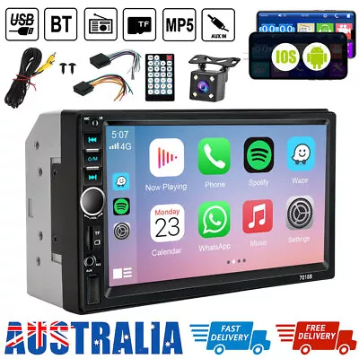 7  Double Din Car Stereo Bluetooth FM Head Units Touch Radio Reverse Camera USB • $46.95