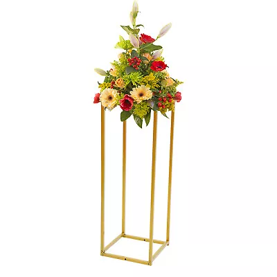 Gold Wedding Flower Stand Metal Geometric Flower Vase Column Stand For Party • $17.10