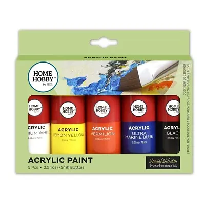 HomeHobby Acrylic Paint 5 Bottles 75ml • £8.99