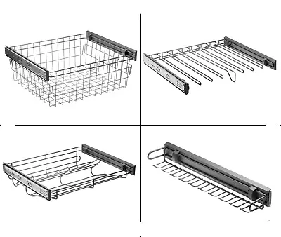 Soft Close Pull Out Wardrobe Wire Basket Shoe Rack Trouser Drawer Ties Hanger • £40.04