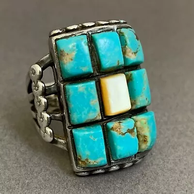 Vintage Native American Sterling Turquoise Men’s Ring Size 9.75 • $149.95