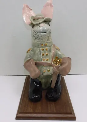 Vintage Folk Art Hand Made Ceramic Confederate Officer Bunny Rabbit OOAK • $24.95