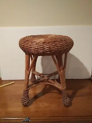 1950's Vintage Wicker Three Leg Stool • $48