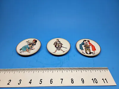 3 Vintage Norman Rockwell Miniature Collectable Plates 3 1/8  • $0.99