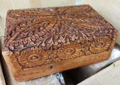 Lot Of 6 New Old Stock 90s Vintage Wooden Carved Trinket Box. Nos  6x4in  • $39.99