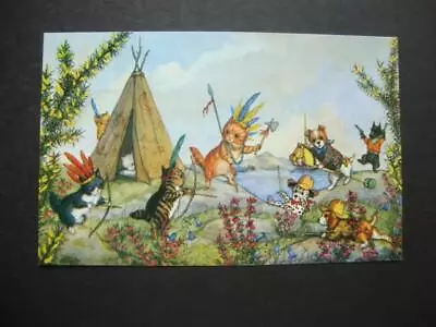 Railfans2 *296)  Cowboys And Indians  Art By Molly Brett Cats And Dogs Teepee • $4.95