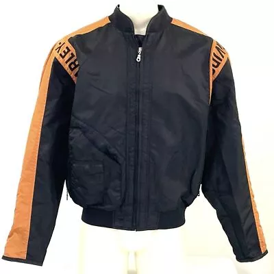 Men's Harley Davidson Black Lightweight Nylon Moto Jacket Sz L • $41.79