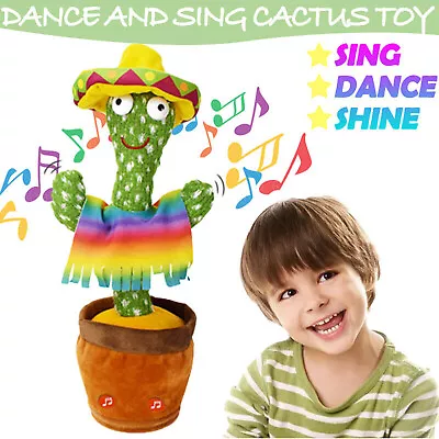 Kids Baby Singing Dancing Cactus 120 Songs Repeat What You Say Plush Doll Toys • £6.99