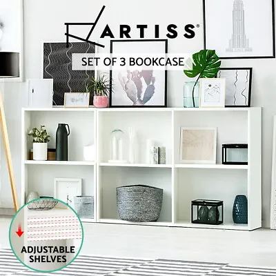 Artiss 3x Bookshelf Display Book Shelves Storage Cabinet Bookcase White VENA • $119.95