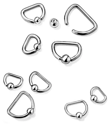 Captive D Ring CBR - Steel - Ear Nipple Septum Etc Choose Size: 1mm 1.2mm 1.6mm • £2.50