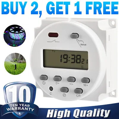 Digital LCD Power Weekly Programmable Timer Relay Switch CN101A DC 12V 16A SPST • £9.88