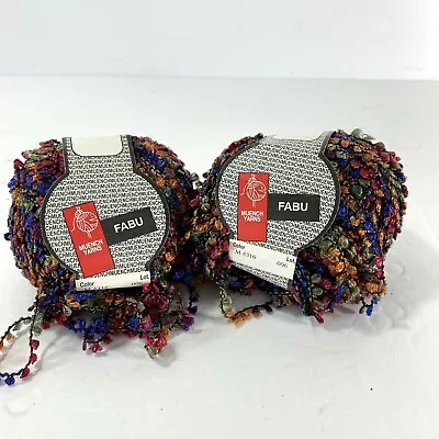 LOT OF 2 MUENCH FABU Boucle KNITTING YARN #4316  Dark Jewel Colors 79 Yards Each • $9.99