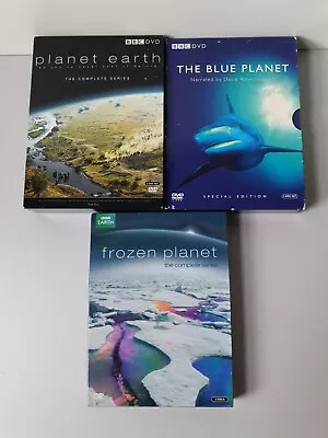 Planet Earth BBC  3 X Box Set Frozen Blue And Plant Earth   David Attenborough • £6