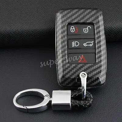 FOR Land Rover/Jaguar Carbon Fiber Hard Shell Car Smart Key Fob Chain Case Cover • $24.55