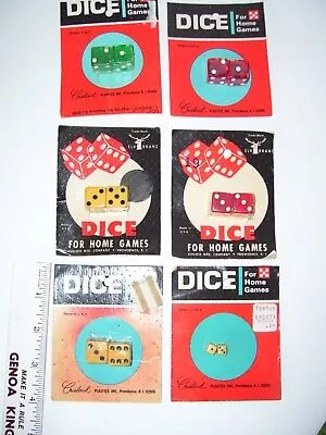 Vintage MIP 6 Packages Of Elk Brand And Chrisloid Bakelite Brand Dice Sets 60's • $29.99