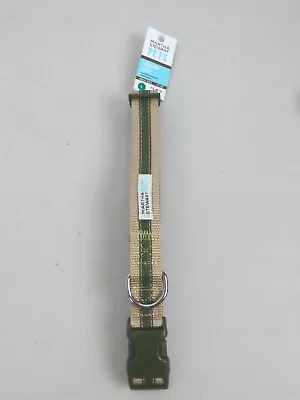 Martha Stewart ~Adjustable  Nylon Dog Collar- Size Large  (Neck:17-26) Green/Tan • $10.99