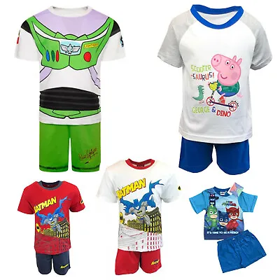 £7.45 • Buy Boys Pyjamas Short Sleeve T-Shirt & Shorts Set Baby Toy Story Batman Peppa Pig