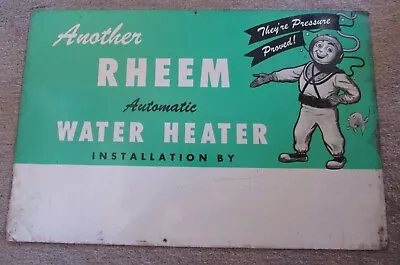 Vintage Rheem Hard Hat Metal Sign Deep Sea Diver Fish Helmet Gas Oil Rare • $555