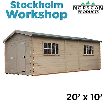 20' X 10' 28mm Log Cabin Workshop Shed Garden Building • £3499