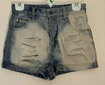 Vintage 90s Womens Jrs Zana Di Distressed Denim Jean Shorts Y2K Bleached Sz 3 • $26.99