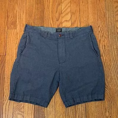 J Crew Stanton Flat Front Linen Blend Shorts Blue Men’s Size 33x9 • $19.99