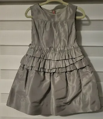 J Crew Crewcuts 100% Silk Elegant Party Dress Silver Gray Size 2 Girls  • $35