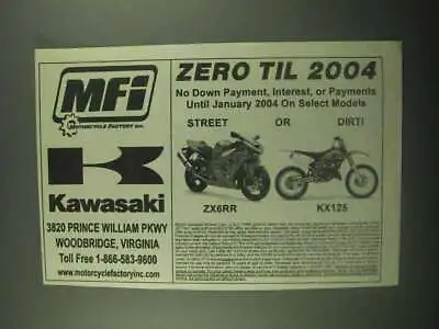 2003 Kawasaki ZX6RR And KX125 Motorcycles Ad • $19.99