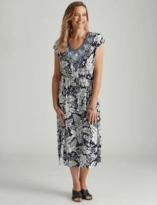 $25.26 • Buy Millers Extended Sleeve Rayon Maxi Dress With Heatseal Womens Clothing  Dresses