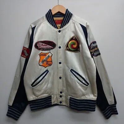 Indian Motorcycle Patch Souvenir Jacket Blouson Men 38 Skull Rayon From Japan • $425.56