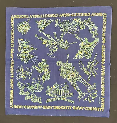 Vintage Blue Davy Crockett Scarf Bandana Handkerchief • $22