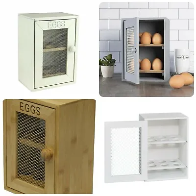 £12.85 • Buy 2 Tier Bamboo Wooden Egg Cabinet 12 Egg Storage Rack Chicken Egg Holder Cupboard