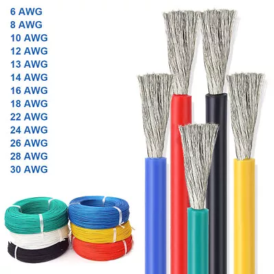 6-30AWG Silicone Electrical Wire Flexible Stranded Cable Tinned Copper Colourful • $57.89