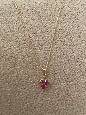 Macys Cherry Lab Made Ruby Necklace 10k • $50
