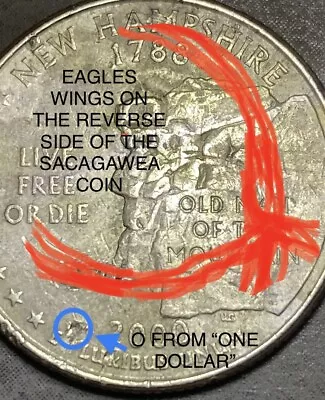 2000 P New Hampshire Quarter - Mule Coin Sacagawea Colors With Eagle On Back • $100