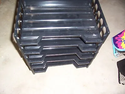 Vintage  5 Stacking Letter Trays Preown Black Trays • $7.99