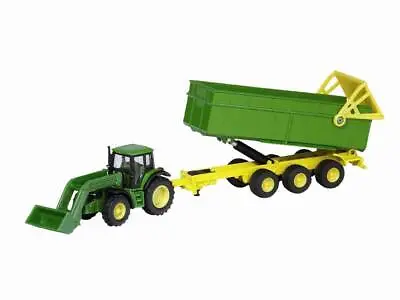 Genuine 1/87 John Deere Tractor With Loader And Trailer Play Set Gift Idea • £22.99