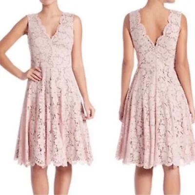 Vera Wang Dusty Pink Double V-Neckline Lace Knee Length Dress Size 6 • $75