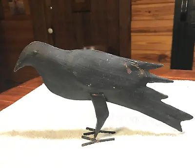 Vintage Standing Metal Raven/crow Figurine - 9 3/4  Long - Primitive Country • $22.95